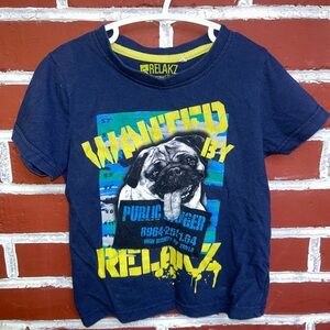 Relakz | navy blue graphic “wanted“ dog t-shirt | size 2